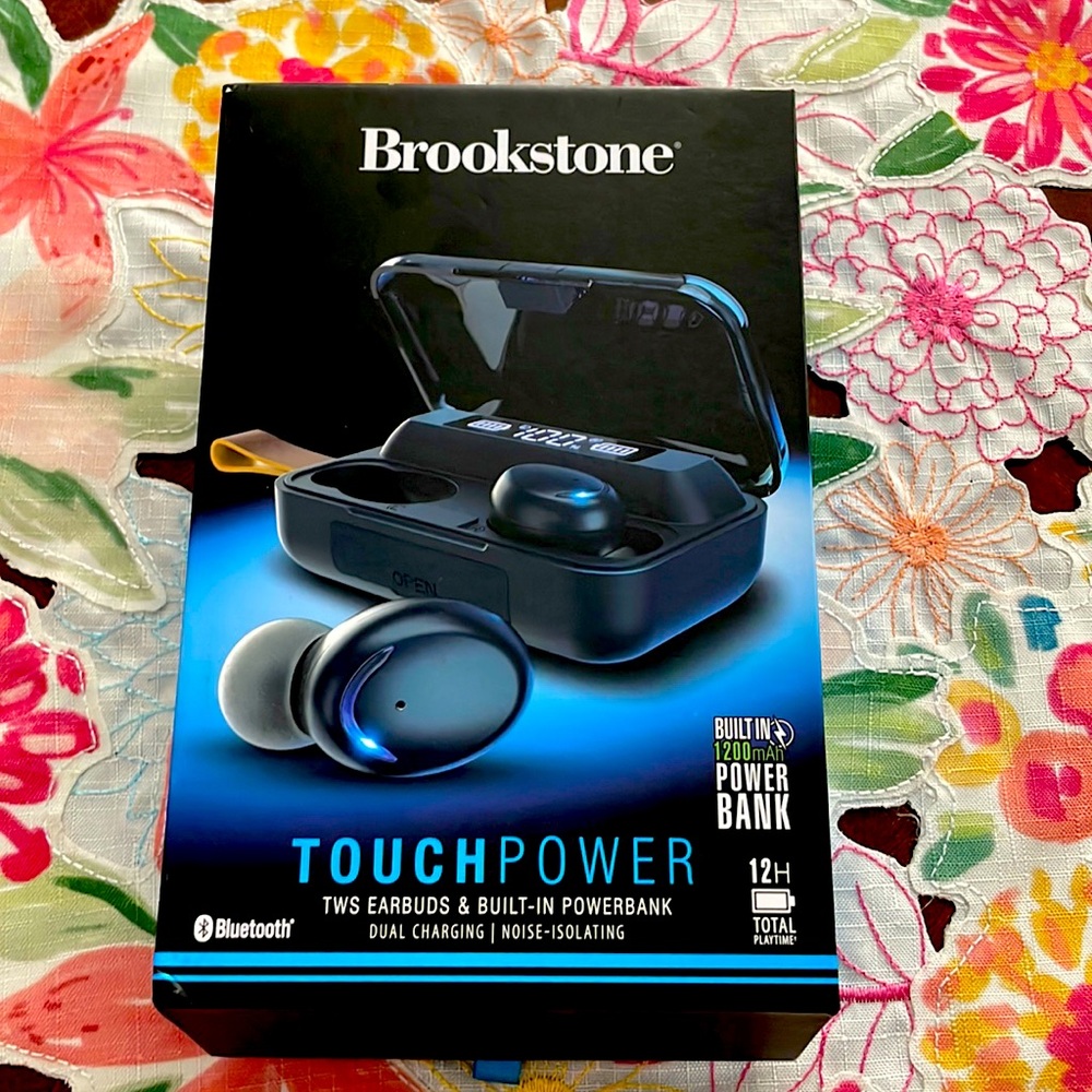 Brookstone Touch Power True Wireless Earbuds & Smart Power Bank Case